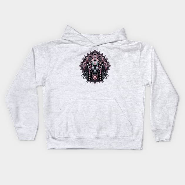 Goddess Vasudhara, Lotus Mandala Symbolizing Prosperity and Wealth Kids Hoodie by Nebula Nexus